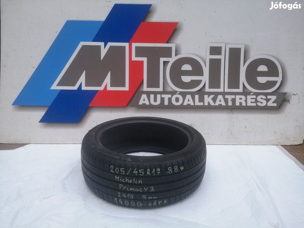 (1DB!) [GYÁRI HASZNÁLT] NYÁRI GUMI - 205/45R17 88W - MICHELIN - PRIMA